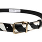 Dolce & Gabbana Black White Zebra Gold Metal Logo Buckle Belt