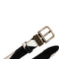 Dolce & Gabbana Black White Zebra Gold Metal Logo Buckle Belt