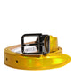 Dolce & Gabbana Metallic Yellow Leather Metal Logo Buckle Belt