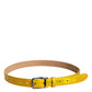 Dolce & Gabbana Metallic Yellow Leather Metal Logo Buckle Belt