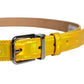 Dolce & Gabbana Metallic Yellow Leather Metal Logo Buckle Belt