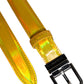 Dolce & Gabbana Metallic Yellow Leather Metal Logo Buckle Belt
