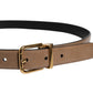 Dolce & Gabbana Brown Leather Classic Metal Logo Buckle Belt
