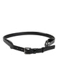 Dolce & Gabbana Black Leather Classic Metal Logo Buckle Belt