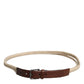Dolce & Gabbana Brown Jute Leather Woven Metal Buckle Belt
