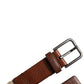 Dolce & Gabbana Brown Jute Leather Woven Metal Buckle Belt