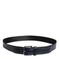 Dolce & Gabbana Black Blue Polyester Printed Metal Buckle Belt