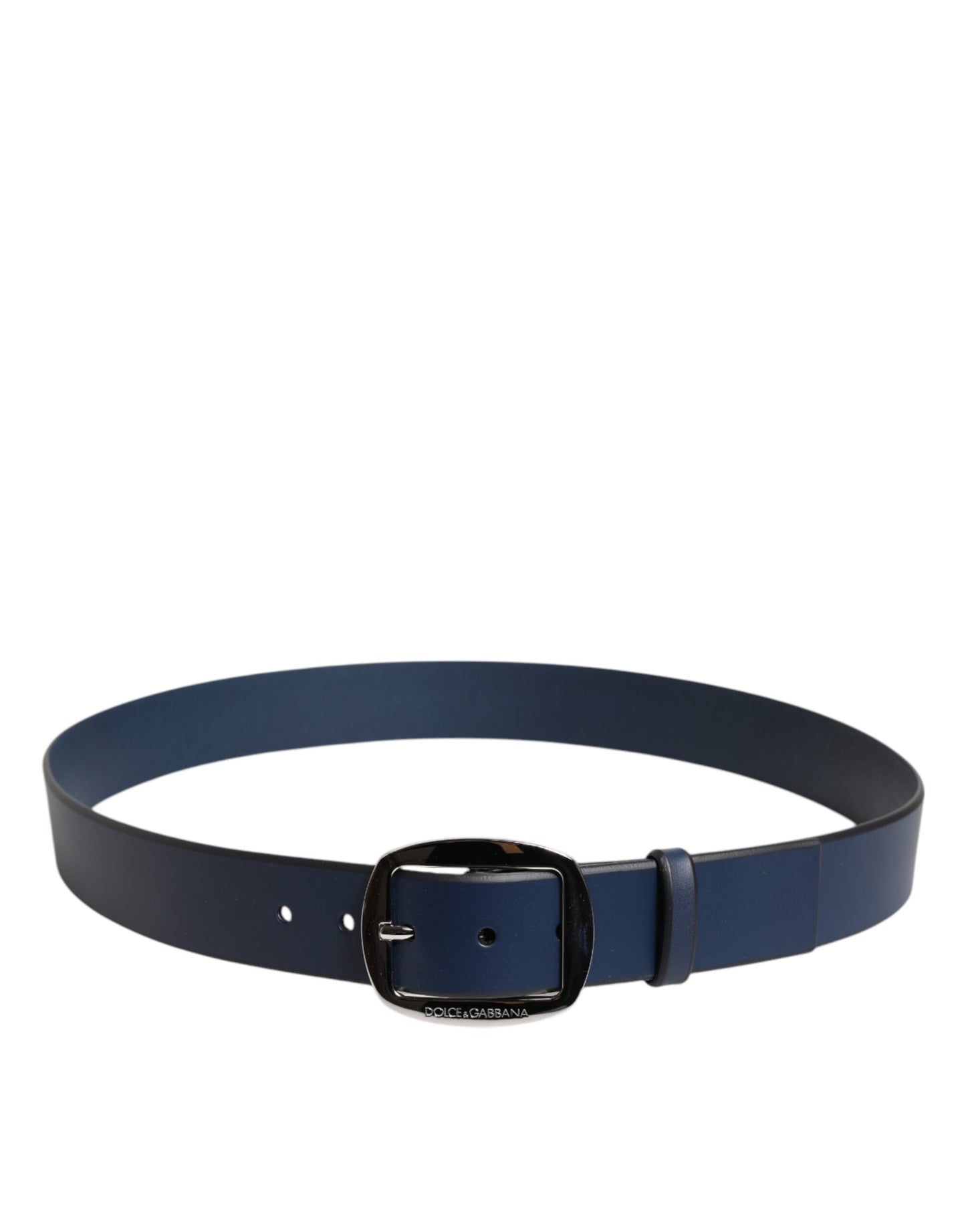 Dolce & Gabbana Blue Calf Leather Classic Metal Buckle Belt