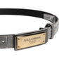 Dolce & Gabbana Silver Classic Gold Logo Plaque Buckle Belt