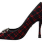 Dolce & Gabbana Red Black Tweed DG Amore Heels Pumps Shoes