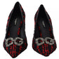 Dolce & Gabbana Red Black Tweed DG Amore Heels Pumps Shoes