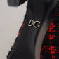 Dolce & Gabbana Red Black Tweed DG Amore Heels Pumps Shoes