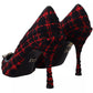 Dolce & Gabbana Red Black Tweed DG Amore Heels Pumps Shoes