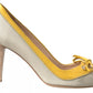 Tod's Yellow Off White Peep Toe Heels Pumps Shoes