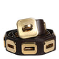 Dolce & Gabbana Dark Brown Leather Gold Rotating Buckle Belt