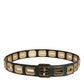 Dolce & Gabbana Green Leather Gold Tone Rotating Buckle Belt