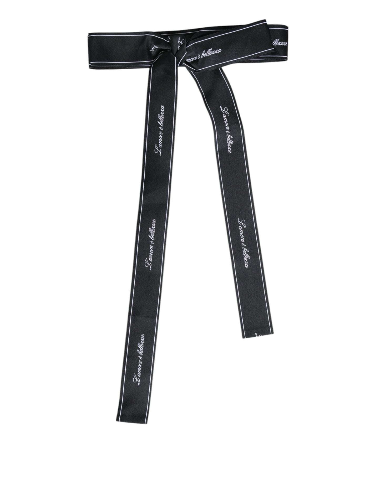 Dolce & Gabbana Black Waist Ribbon Wide Bow Logo Belt