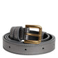 Dolce & Gabbana Silver Logo Engraved Metal Waist Buckle Belt