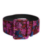 Dolce & Gabbana Multicolor Floral Jacquard Lurex Wide Waist Buckle Belt