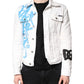 Dolce & Gabbana White Graffiti Cotton Stretch Denim Jacket