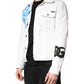 Dolce & Gabbana White Graffiti Cotton Stretch Denim Jacket