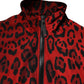 Dolce & Gabbana Red Leopard Nylon Bomber Full Zip Jacket