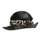 Dolce & Gabbana Black Straw Crystal Embellished Wide Brim Hat