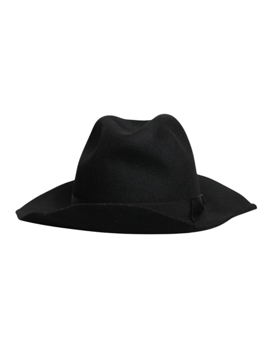 Dolce & Gabbana Black Wide Brim Trilby Fedora Hat