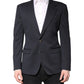 Dolce & Gabbana Dark Blue Cotton Men Jacket Coat Suit Blazer
