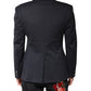Dolce & Gabbana Dark Blue Cotton Men Jacket Coat Suit Blazer
