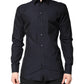 Dolce & Gabbana Black Cotton GOLD Men Dress Formal Shirt