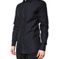 Dolce & Gabbana Black Cotton GOLD Men Dress Formal Shirt