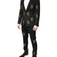 Dolce & Gabbana Black Bee Crown Embroidery 2 Piece Suit
