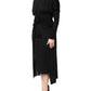 Dolce & Gabbana Black Wool Long Sleeves Sheath Midi Dress