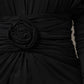 Dolce & Gabbana Black Wool Long Sleeves Sheath Midi Dress