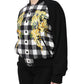 Dolce & Gabbana Black White Check Floral Button Down Jacket