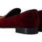 Dolce & Gabbana Bordeaux Velvet Loafers Gun Horseshoe Shoes