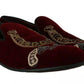 Dolce & Gabbana Bordeaux Velvet Loafers Gun Horseshoe Shoes