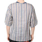 Dolce & Gabbana Multicolor Striped Pin Up Linen Round Neck T-shirt