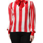 Dolce & Gabbana Red White Stripes Ascot Collar Blouse Top