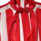 Dolce & Gabbana Red White Stripes Ascot Collar Blouse Top