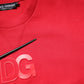Dolce & Gabbana Red Embossed Logo Cotton Crew Neck Sweater
