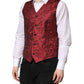Dolce & Gabbana Red Floral Brocade Formal Men Waistcoat Vest
