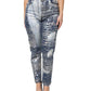 Dolce & Gabbana Blue Washed Print High Waist Denim Jeans