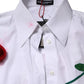 Dolce & Gabbana White Cotton Floral Appliques Dress Shirt Top