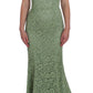 Dolce & Gabbana Elegant Green Floral Lace Maxi Dress