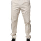 Dolce & Gabbana White Cotton Dress Slim Formal Pants