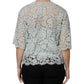 Dolce & Gabbana Mint Green Floral Lace Cotton Blouse Top
