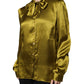 Dolce & Gabbana Green Ascot Collar Long Sleeves Blouse Top