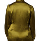 Dolce & Gabbana Green Ascot Collar Long Sleeves Blouse Top